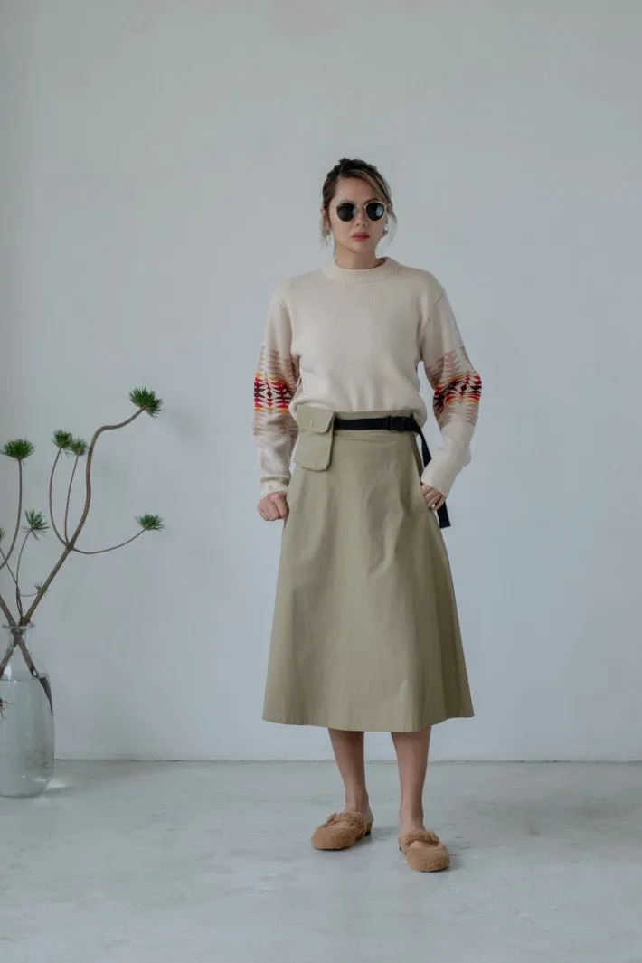 ( BLACK / BEIGE ) BELT BAG MIDI A LINE SKIRT *LAST ONE*