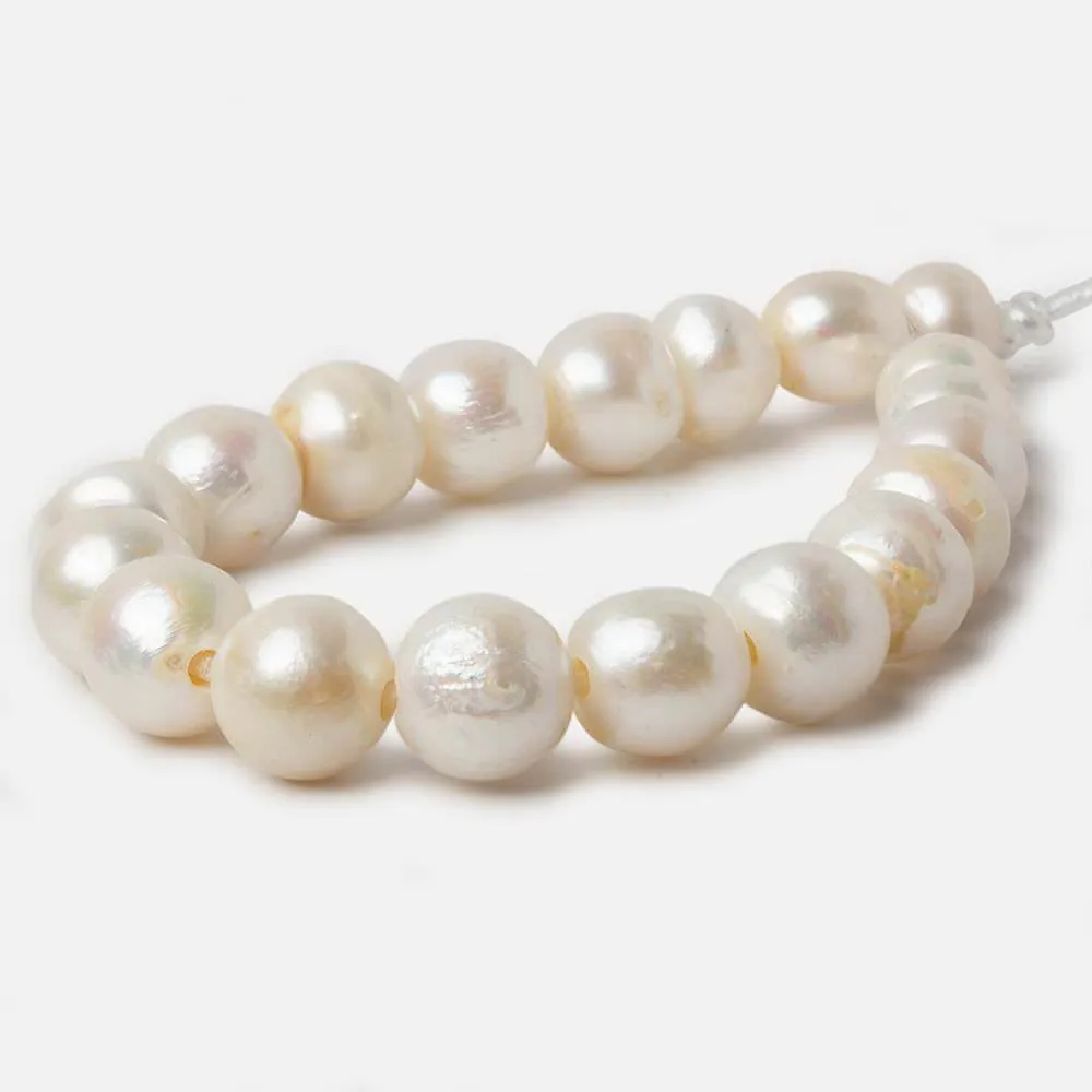 10-12mm Cream White Button & Baroque Large Hole pearls 8 inch 18 pieces