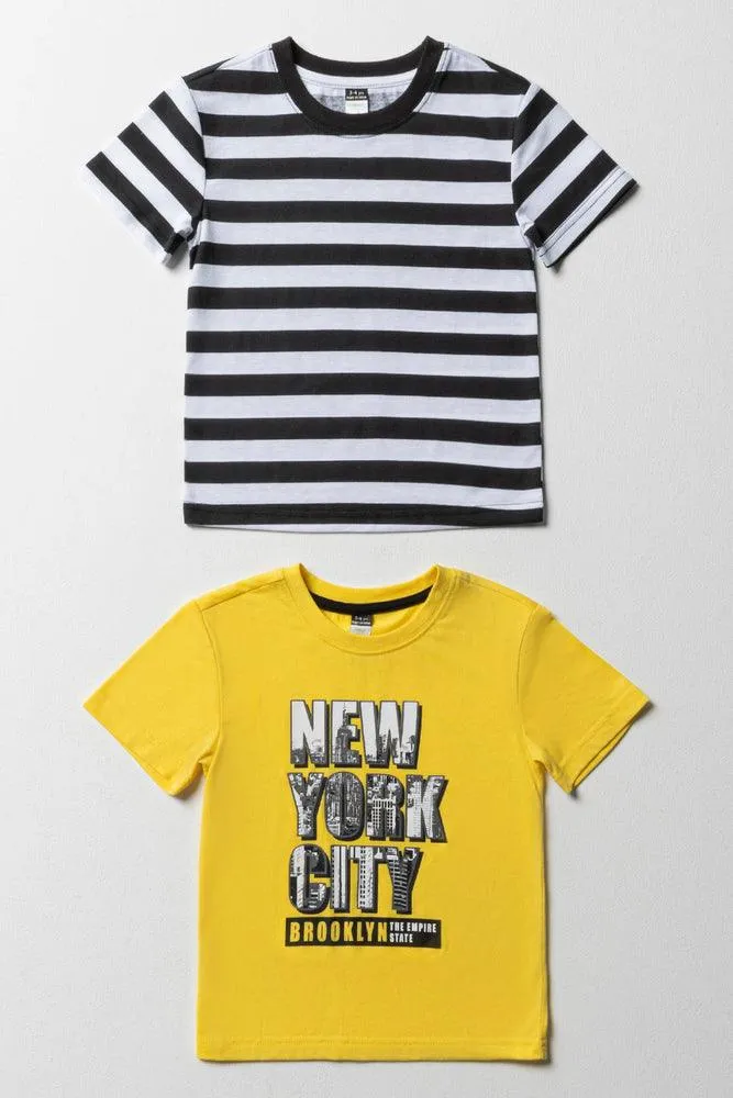 2 Pack Stripe City T-Shirt Black And Yellow