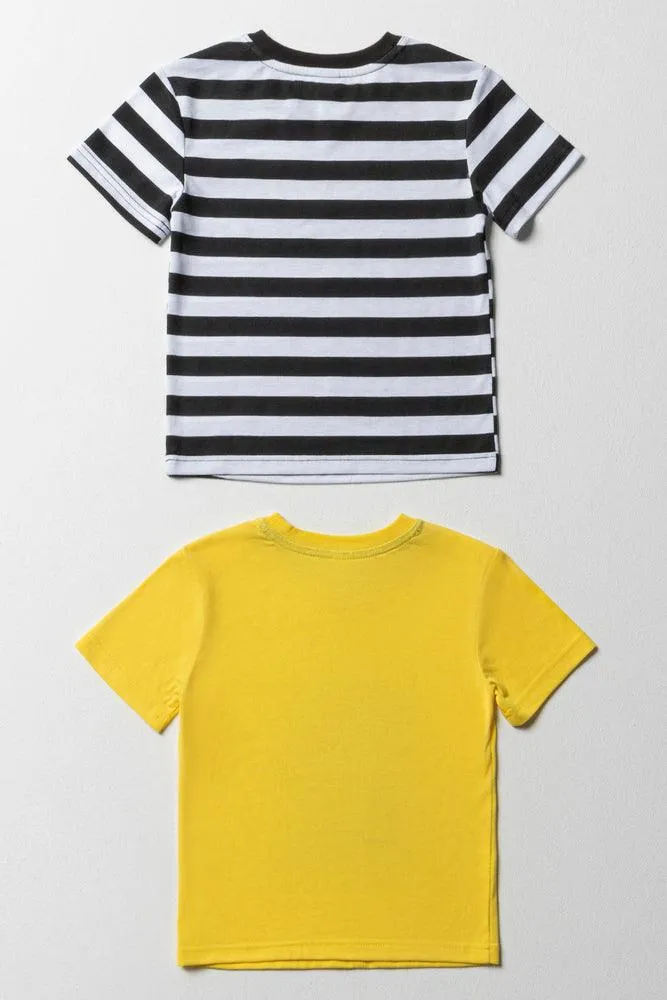 2 Pack Stripe City T-Shirt Black And Yellow