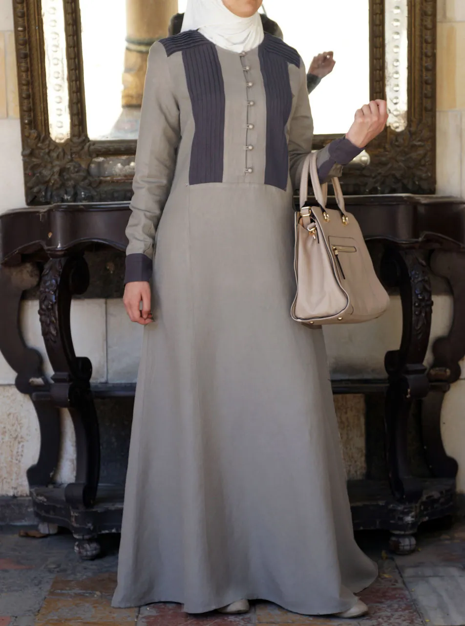 2-Tone Pleated Abaya