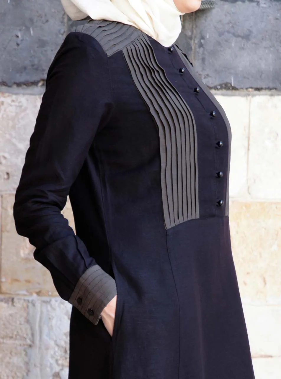 2-Tone Pleated Abaya
