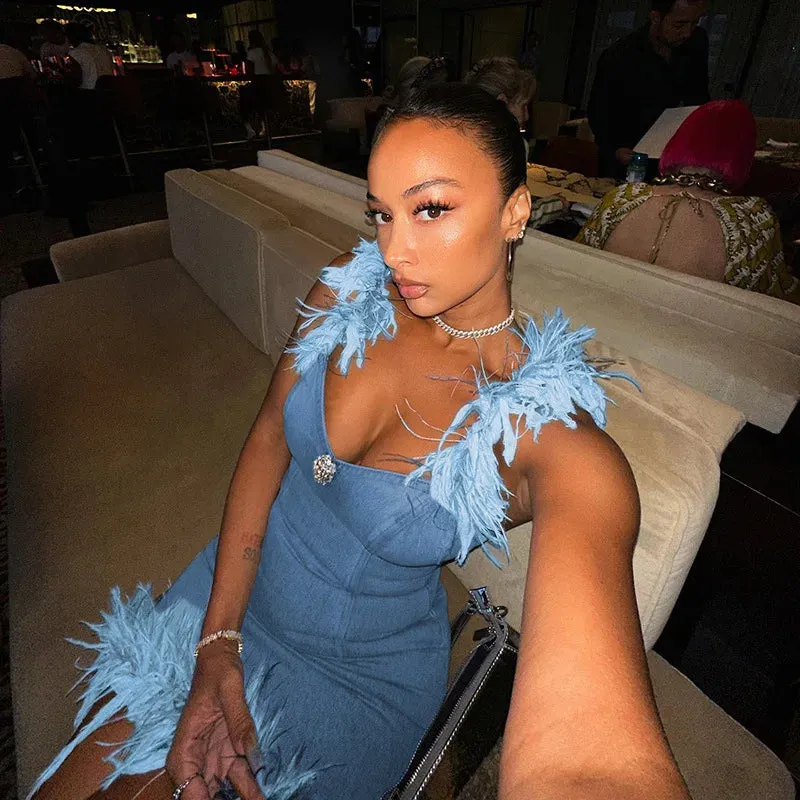 2024 boutique spring high quality sleeveless woman denim jeans dresses