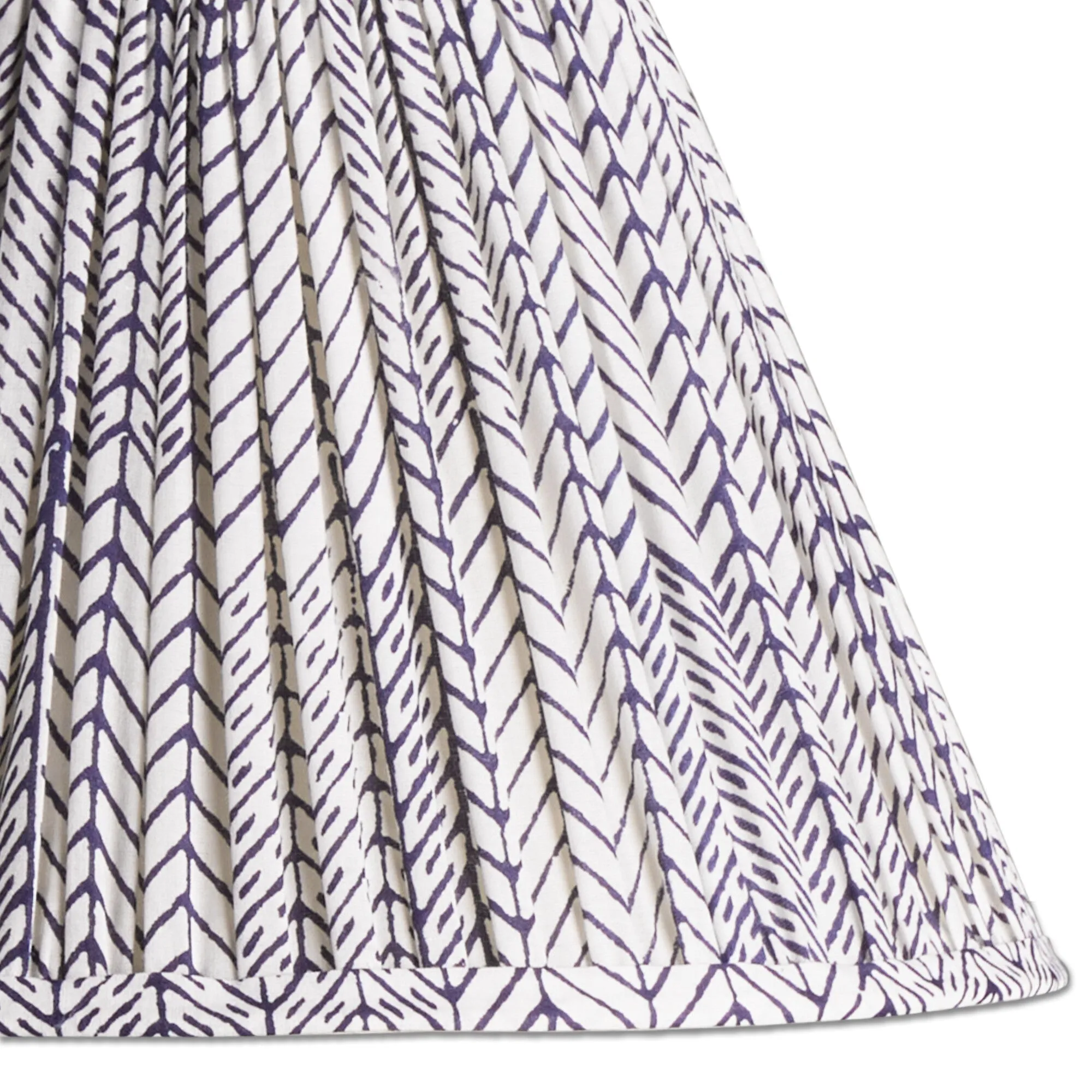 25cm empire shade in navy & white wonky chev block printed cotton