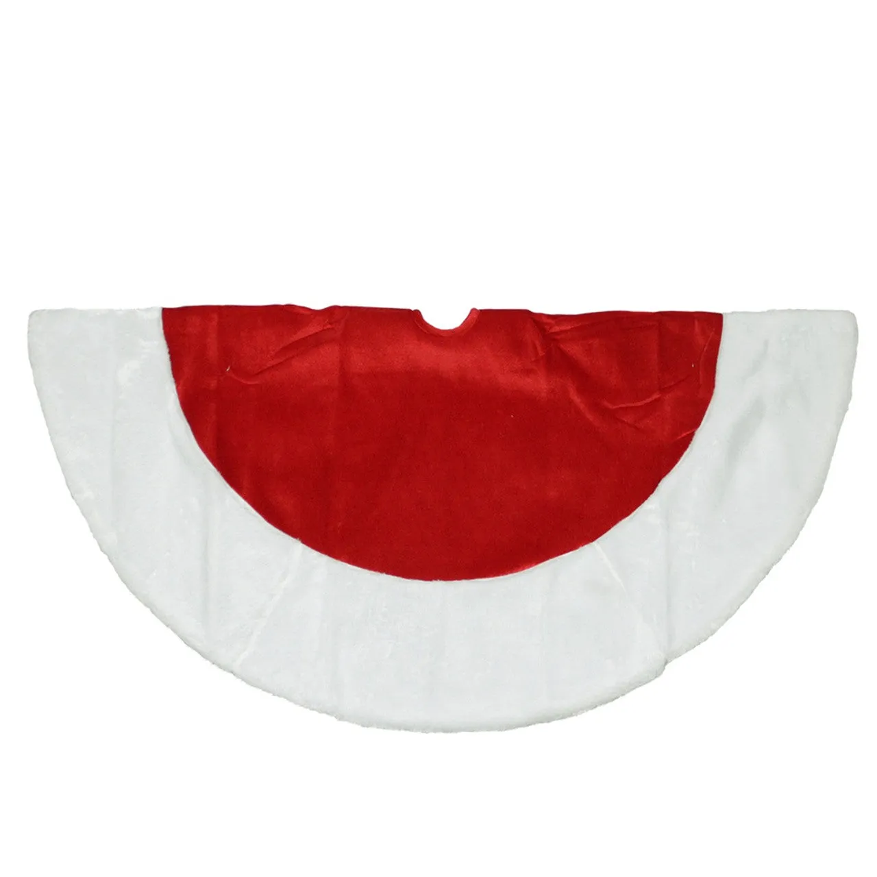 26" Red Traditional Christmas Tree Skirt with a White Border