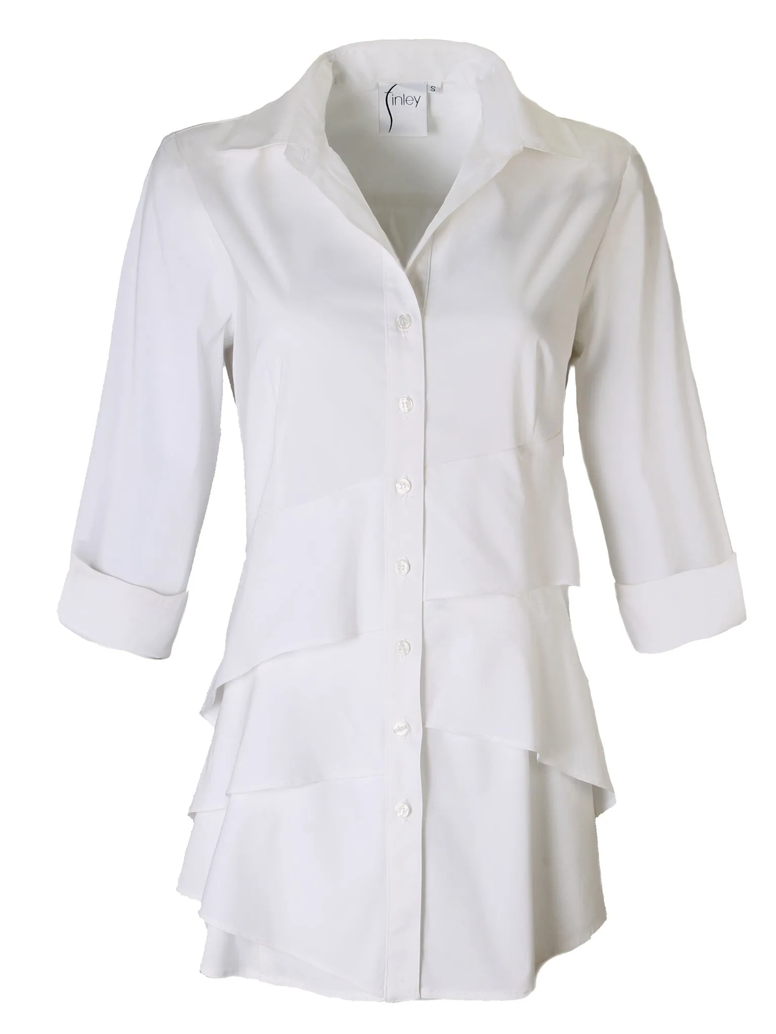 3/4 Sleeve Jenna White Poplin Shirt