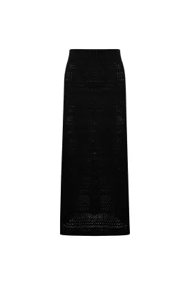 A-line Black Long Cotton Skirt