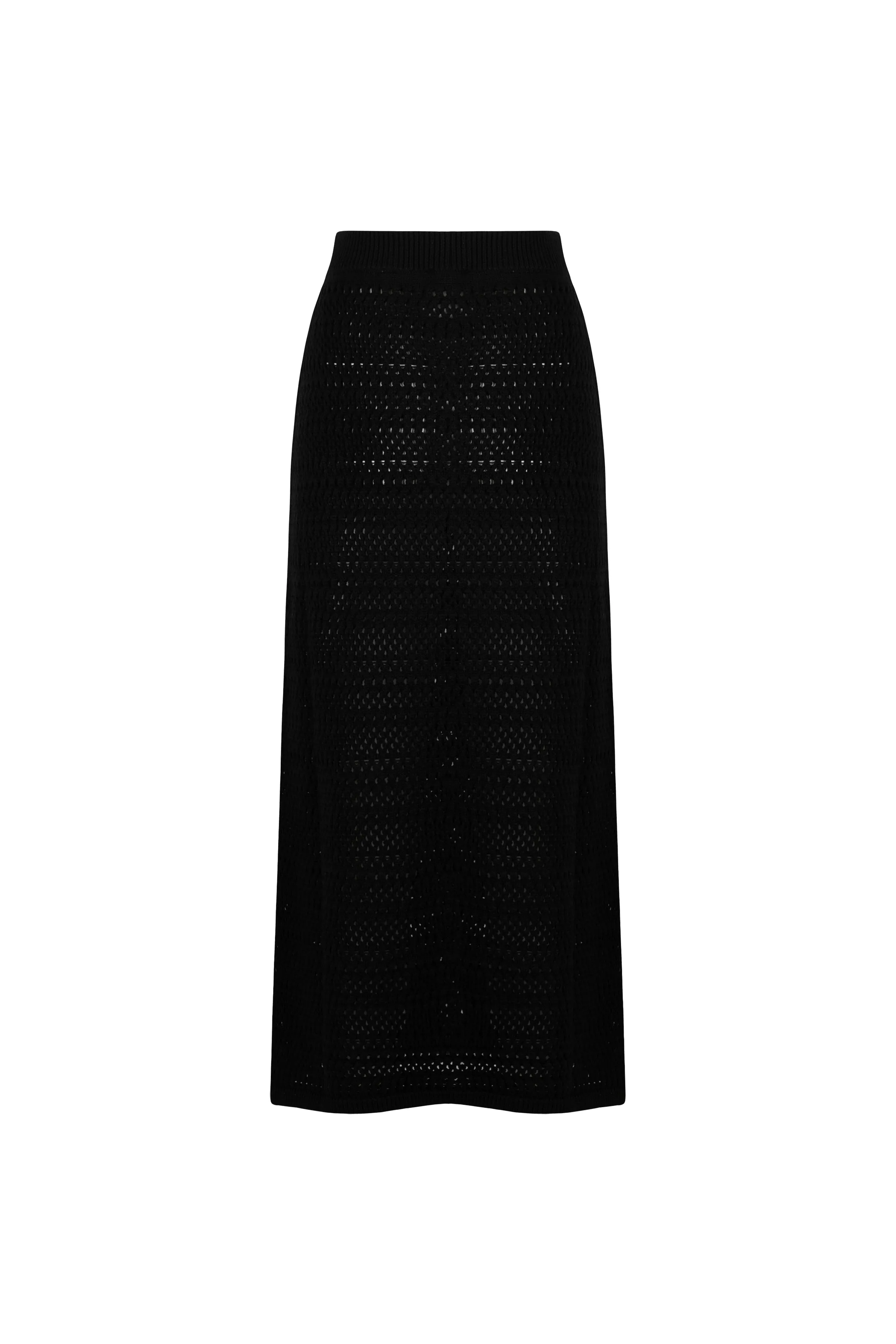 A-line Black Long Cotton Skirt