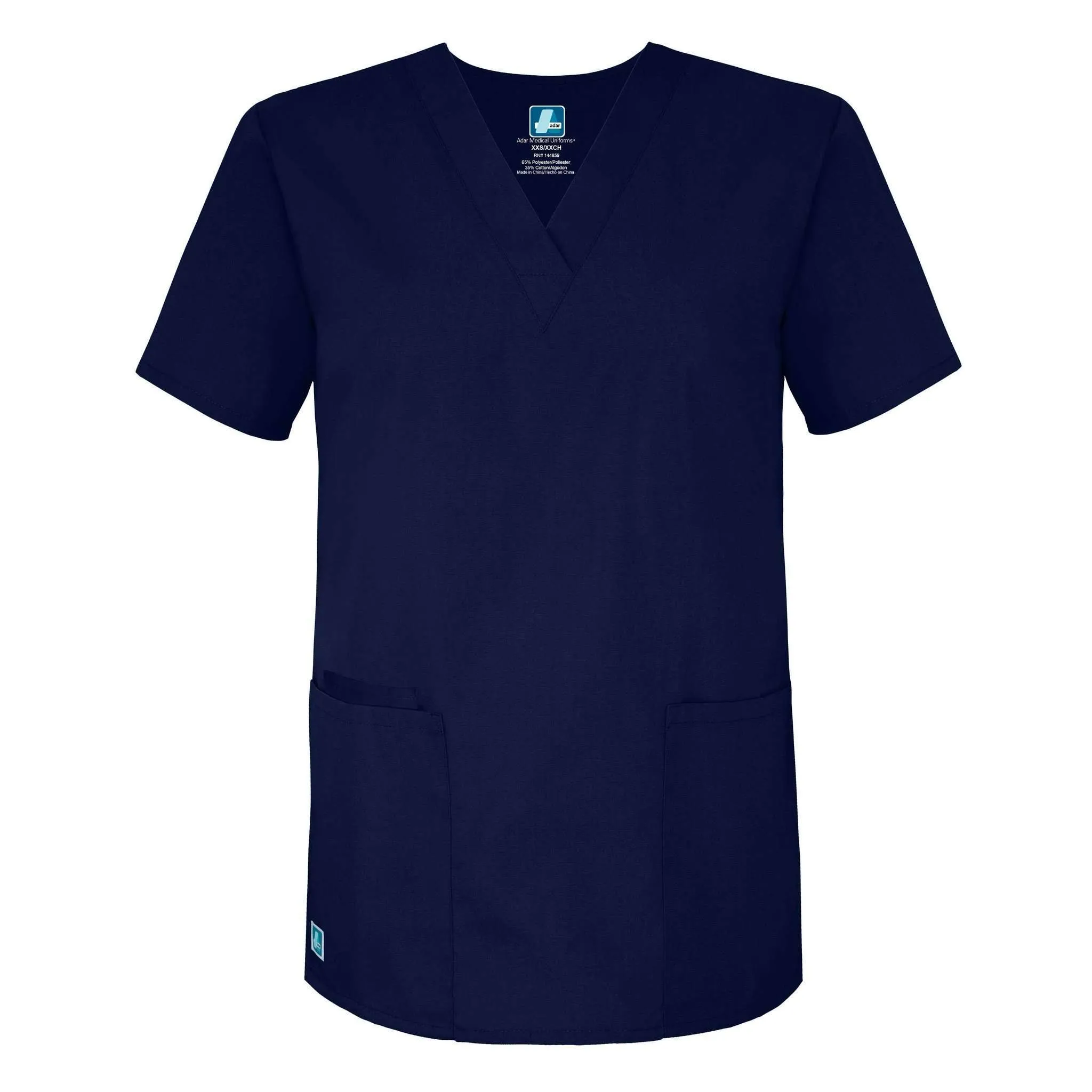 Adar Universal Unisex V-Neck 2 Pocket Scrub Top Navy L