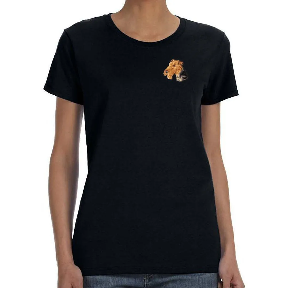 Airedale Terrier Embroidered Ladies T-Shirt