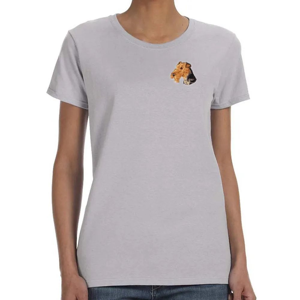 Airedale Terrier Embroidered Ladies T-Shirt