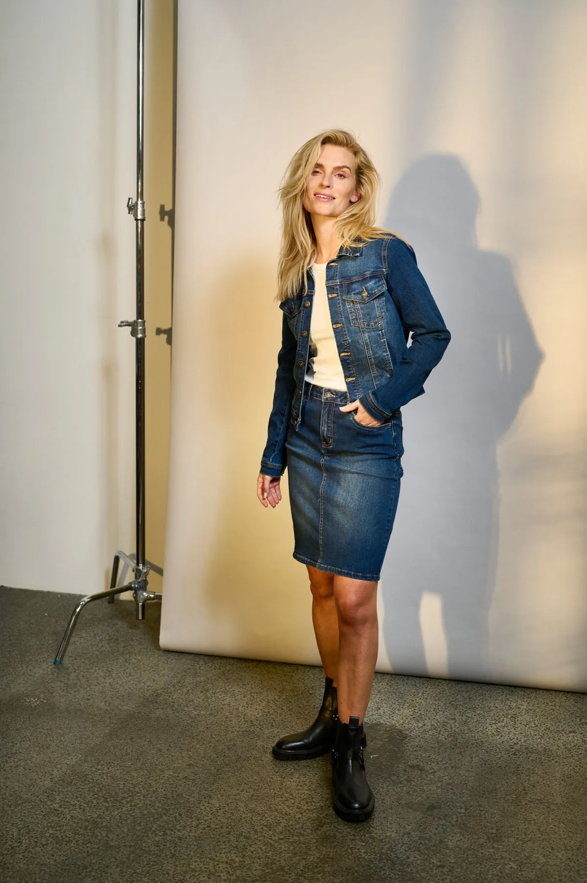 Alma Denim Skirt - Medium Blue Denim
