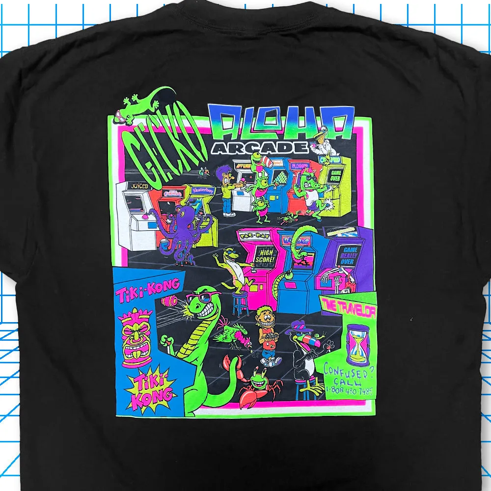Aloha Arcade Black Tee - Gecko X Nazar 4