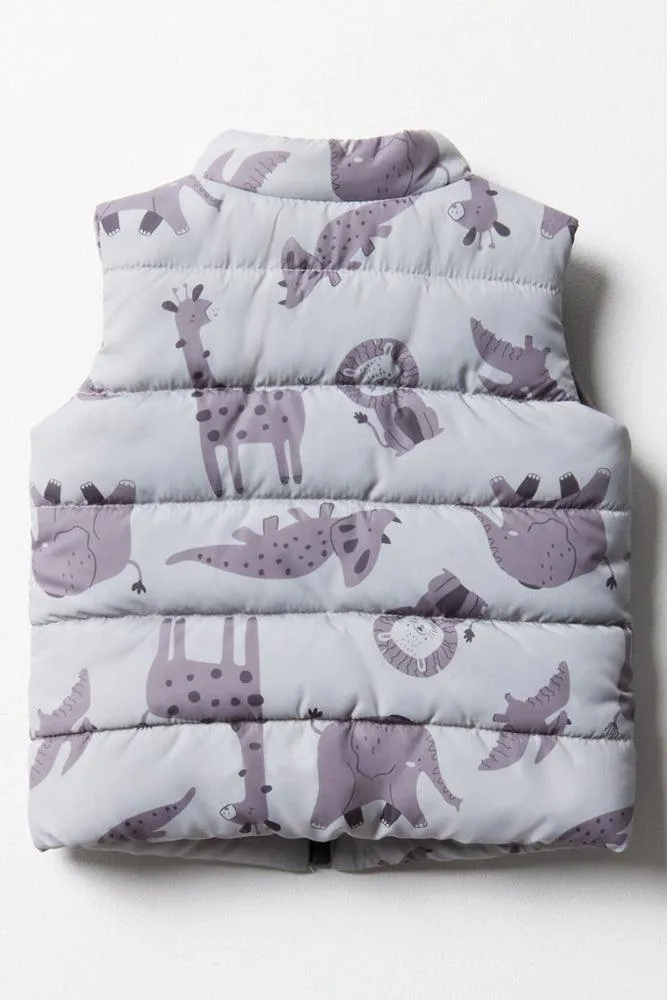 Animal Sleeveless Jacket Grey