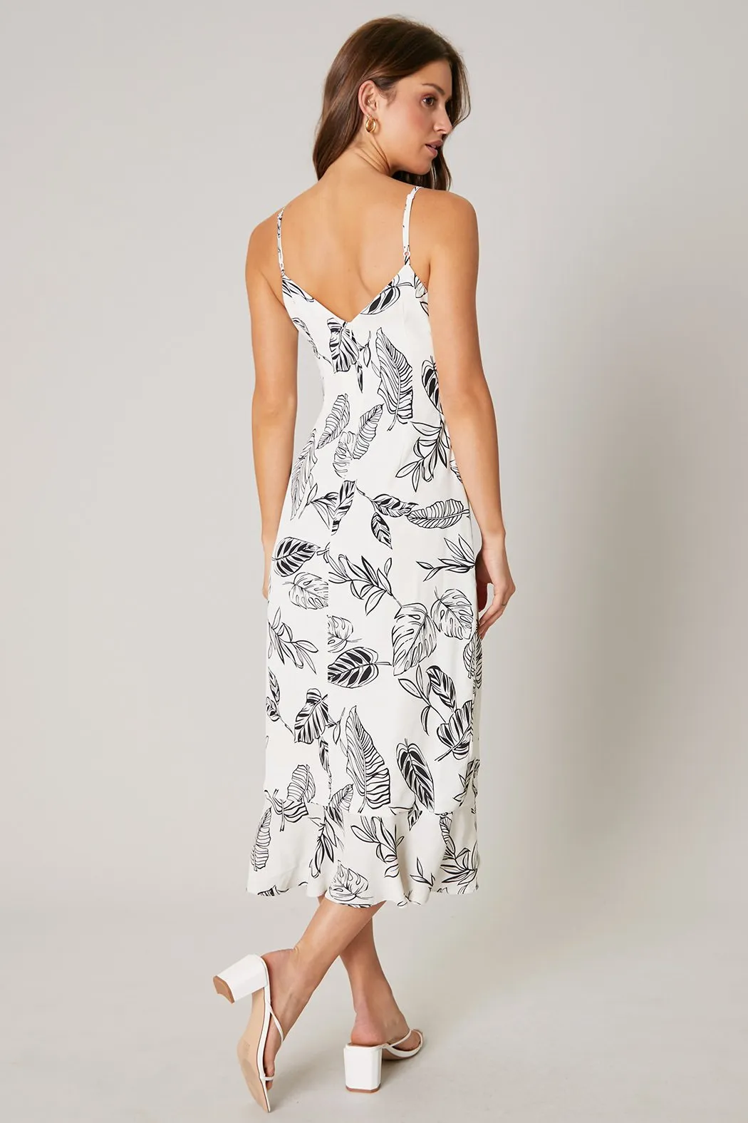 Another Day In Paradise Tropical Print Ruched Midi Dress