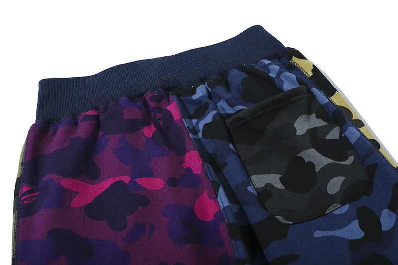 Unisex Camouflage Sweatpants with Multilayer Splicing for Personalized Casual Style