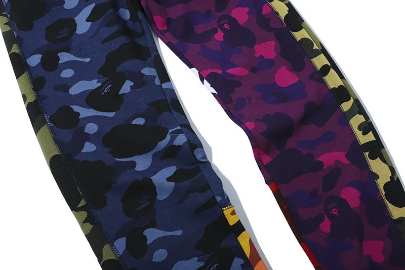 Unisex Camouflage Sweatpants with Multilayer Splicing for Personalized Casual Style