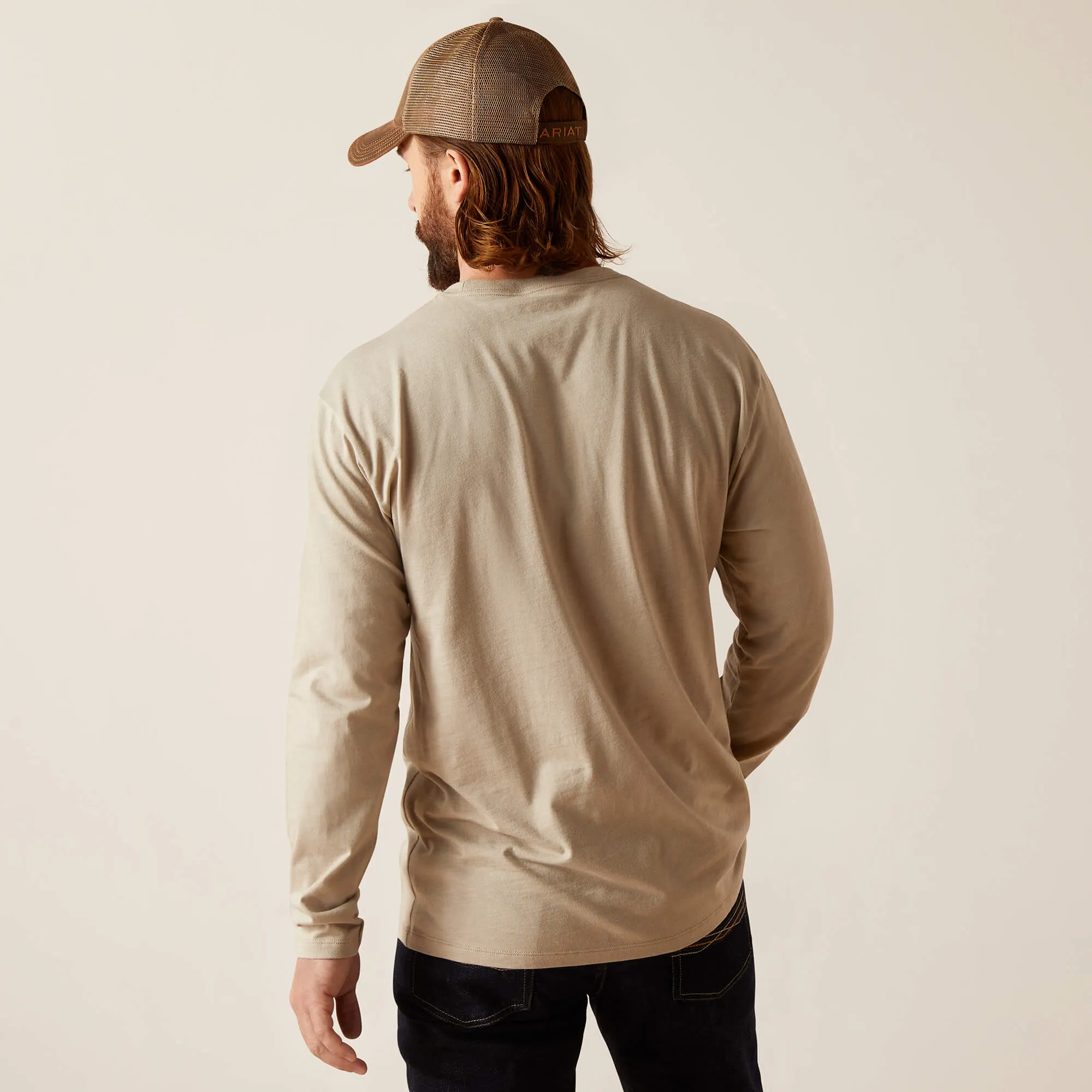 Ariat Men's Aztec Logo Long Sleeve T-Shirt in Khaki Heather