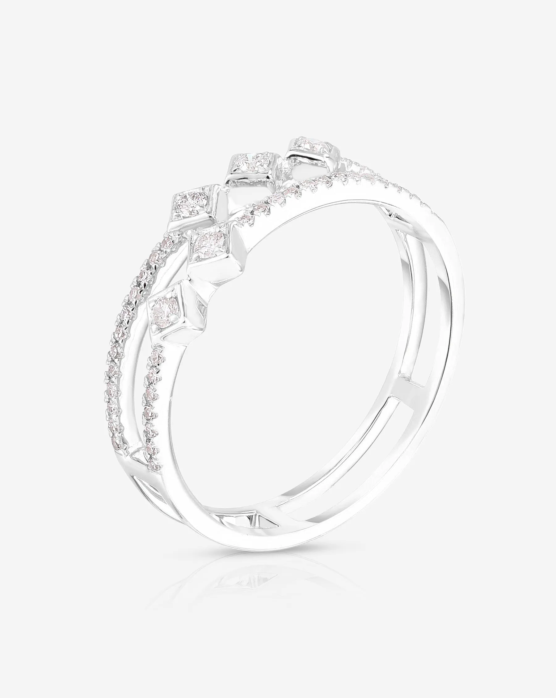 Asymmetrical Stacked Diamond Ring