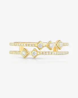 Asymmetrical Stacked Diamond Ring