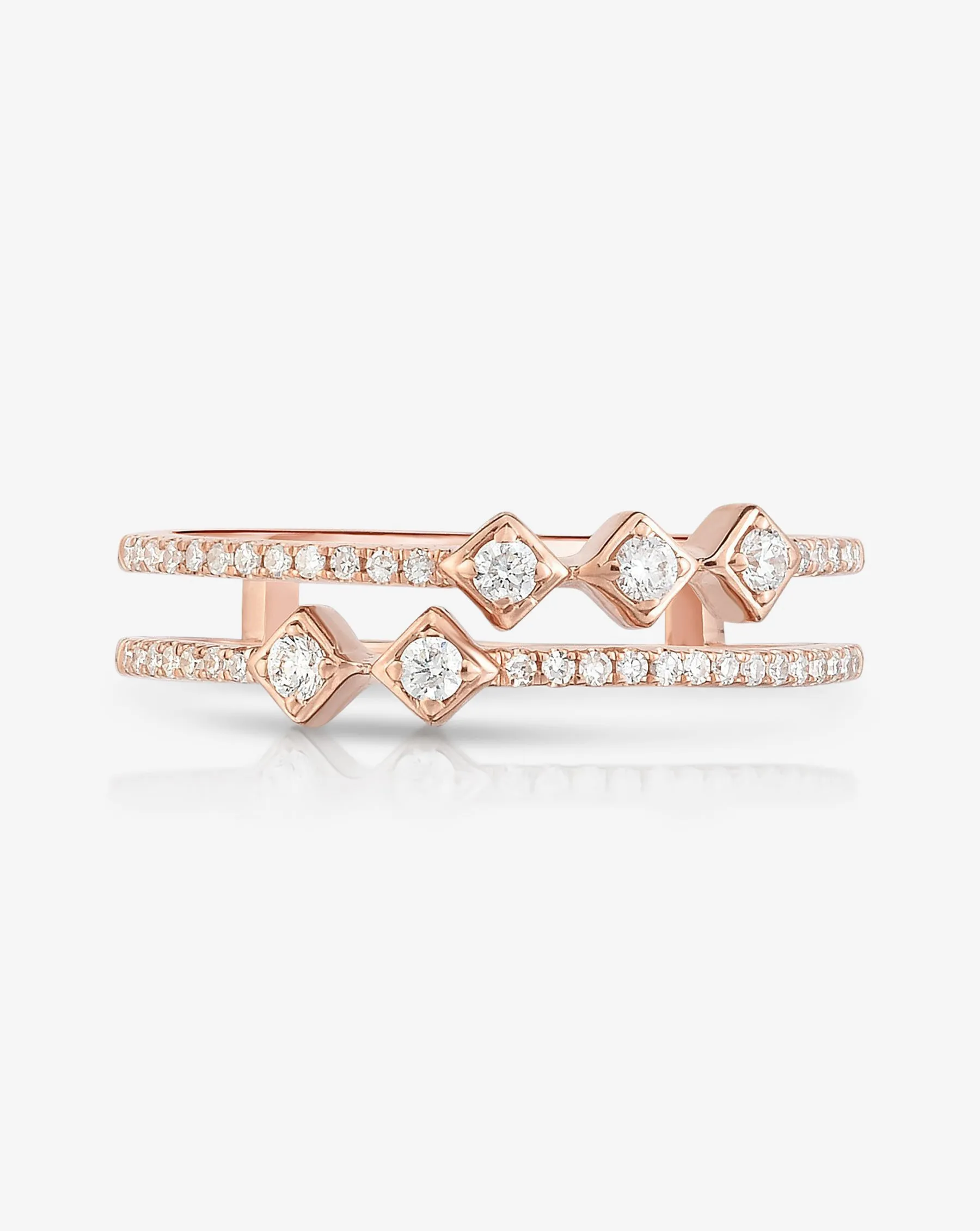 Asymmetrical Stacked Diamond Ring
