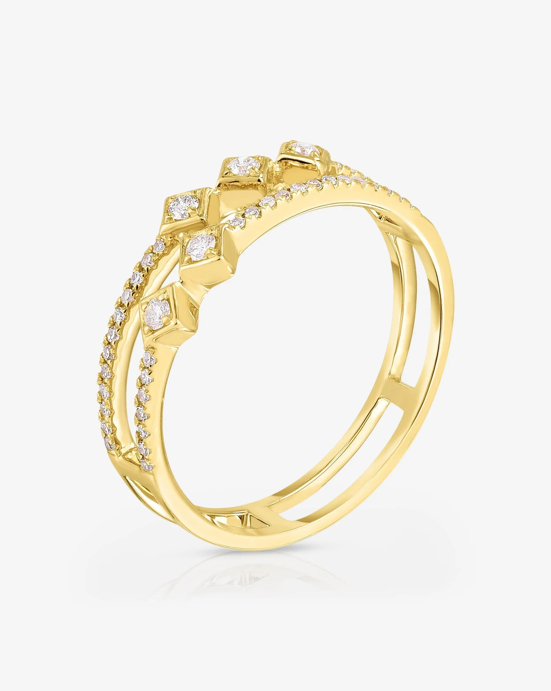 Asymmetrical Stacked Diamond Ring