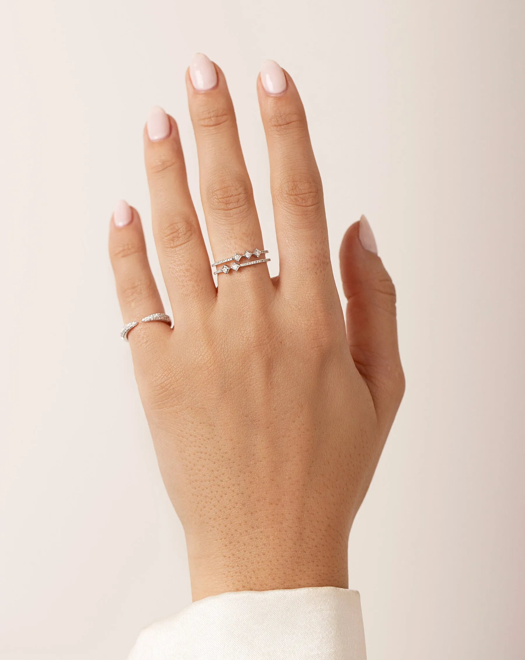 Asymmetrical Stacked Diamond Ring