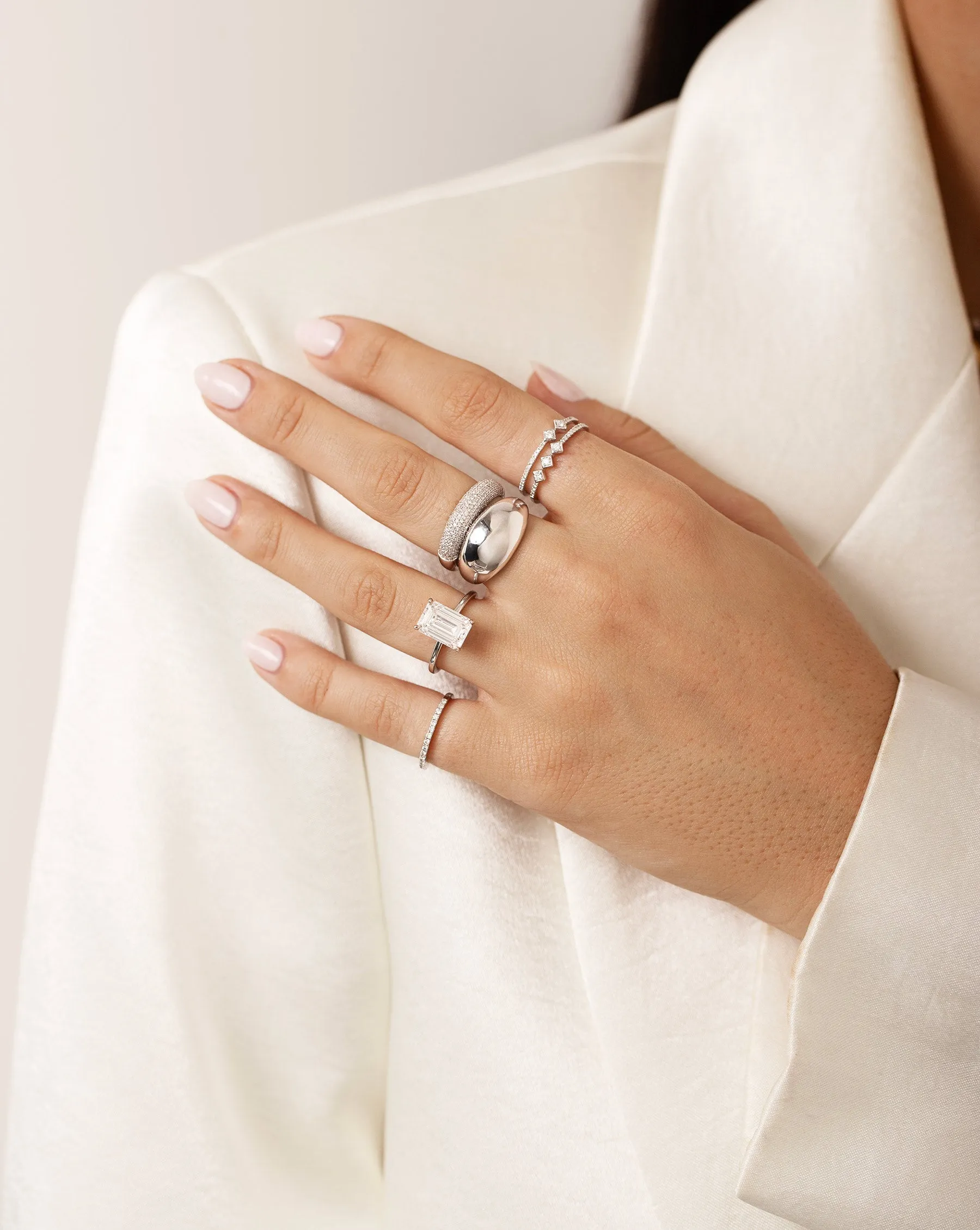 Asymmetrical Stacked Diamond Ring