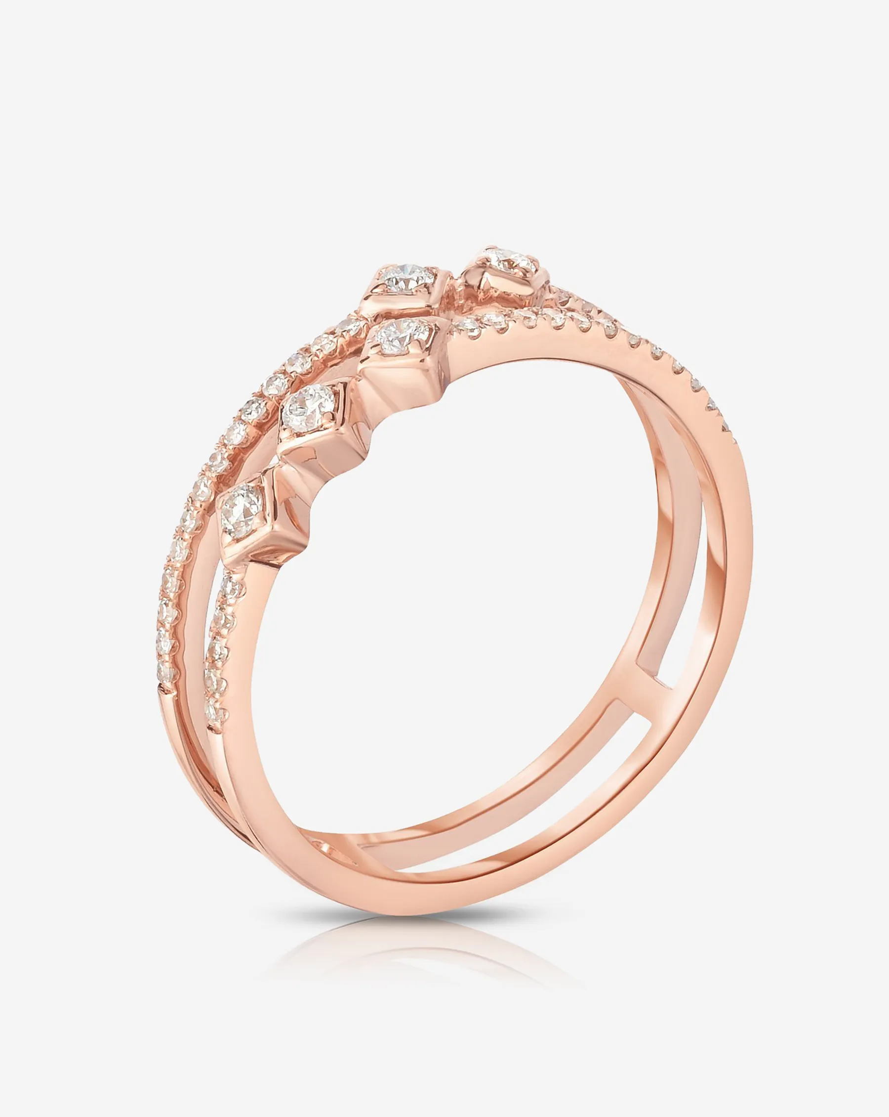 Asymmetrical Stacked Diamond Ring