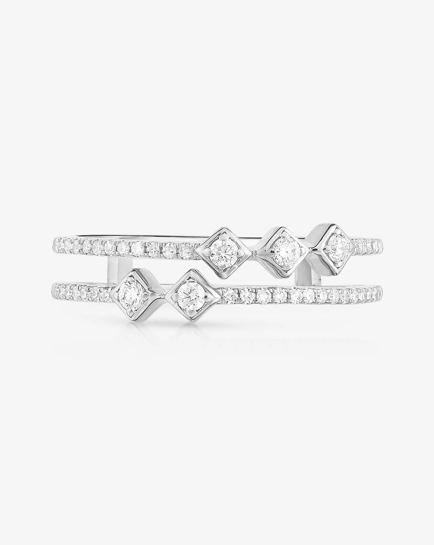 Asymmetrical Stacked Diamond Ring
