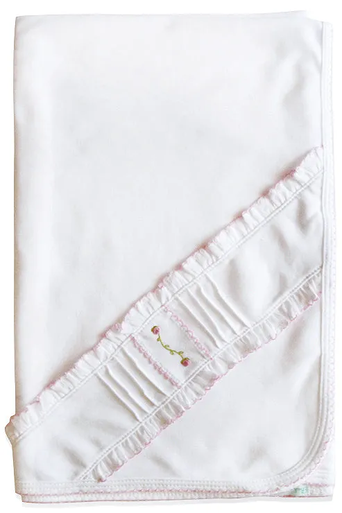 Baby Girl's White Ruffle Rosevine Blanket