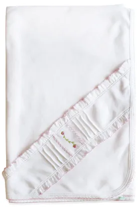 Baby Girl's White Ruffle Rosevine Blanket