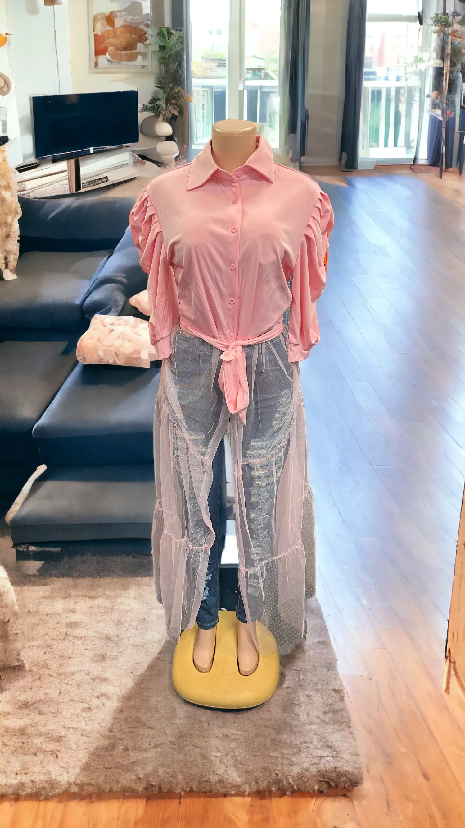 bad and boujee sheer long sleeve tops