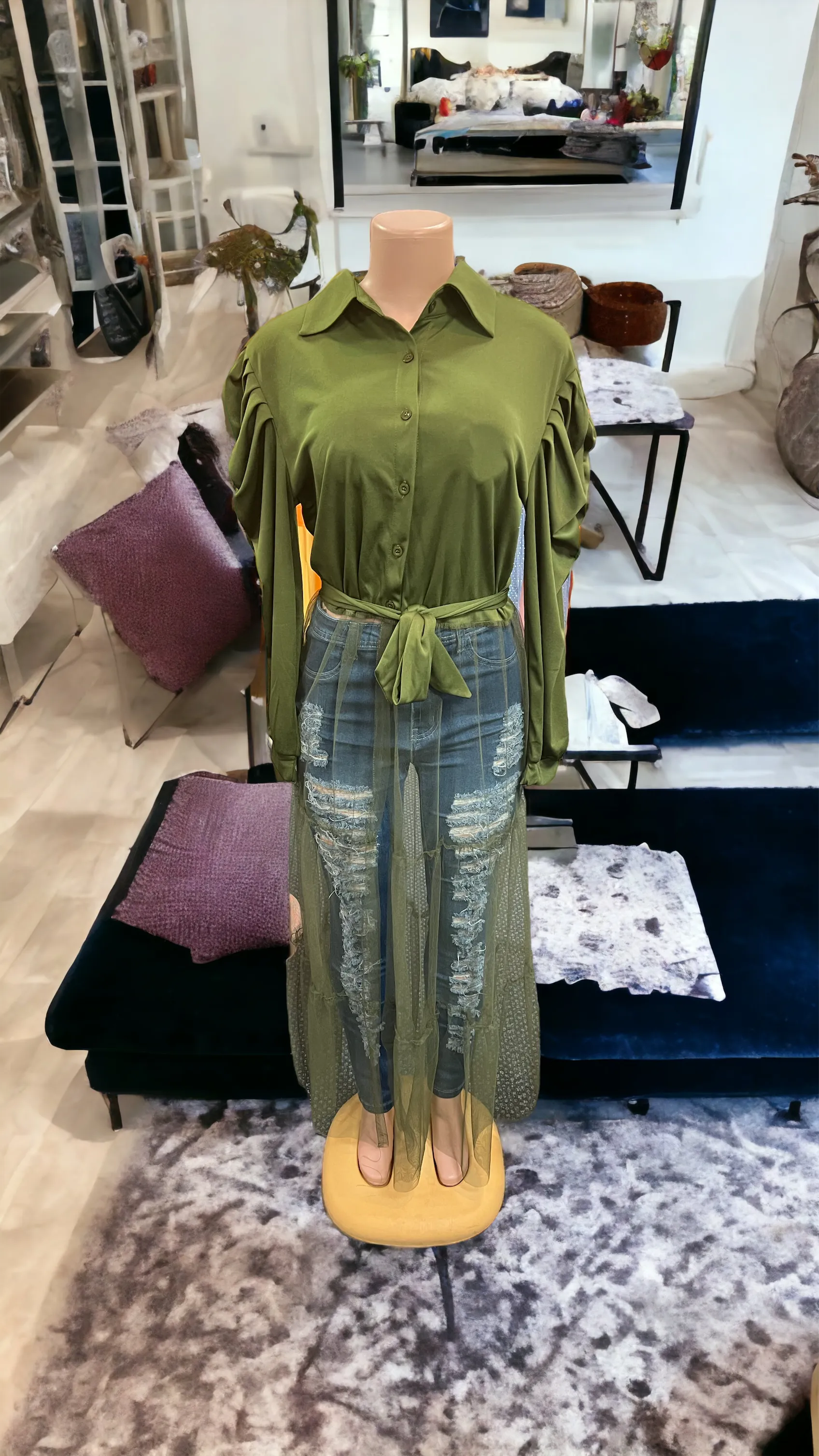 bad and boujee sheer long sleeve tops