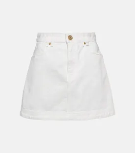 Balmain denim miniskirt, white