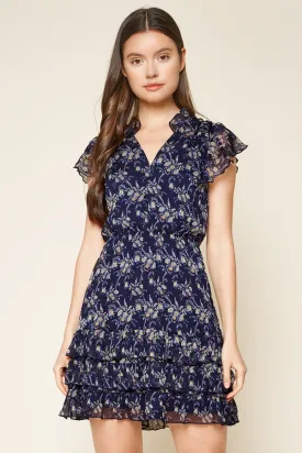 Barique Floral Print Ruffled Mini Dress