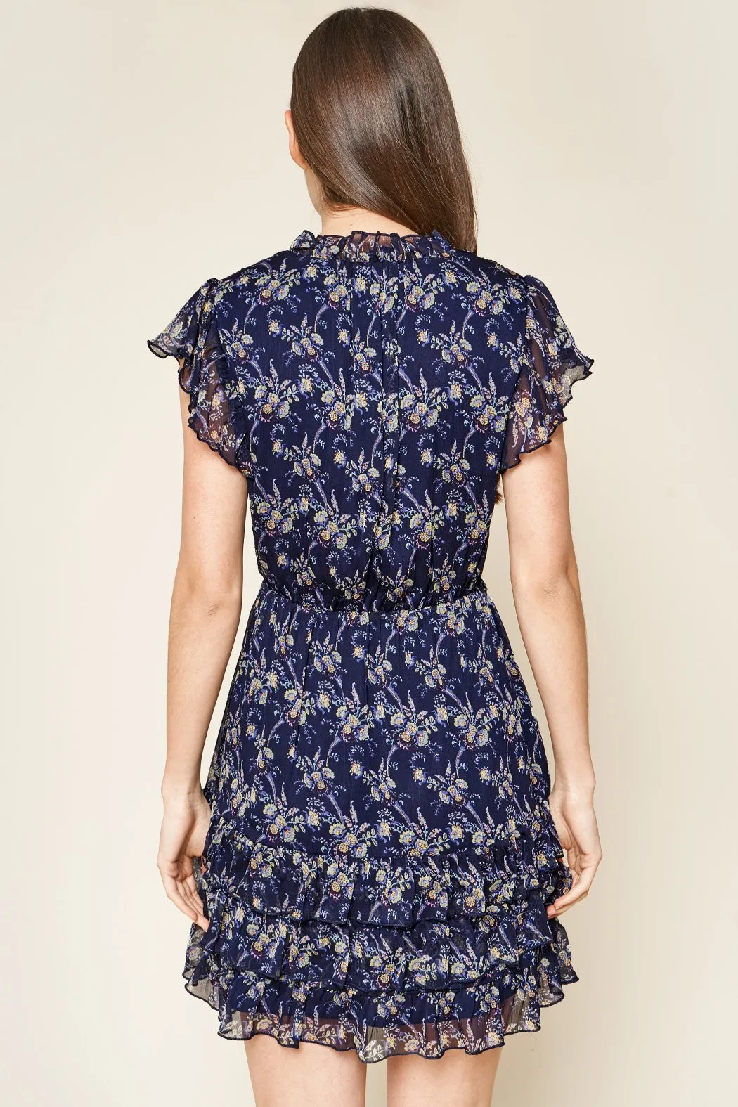 Barique Floral Print Ruffled Mini Dress