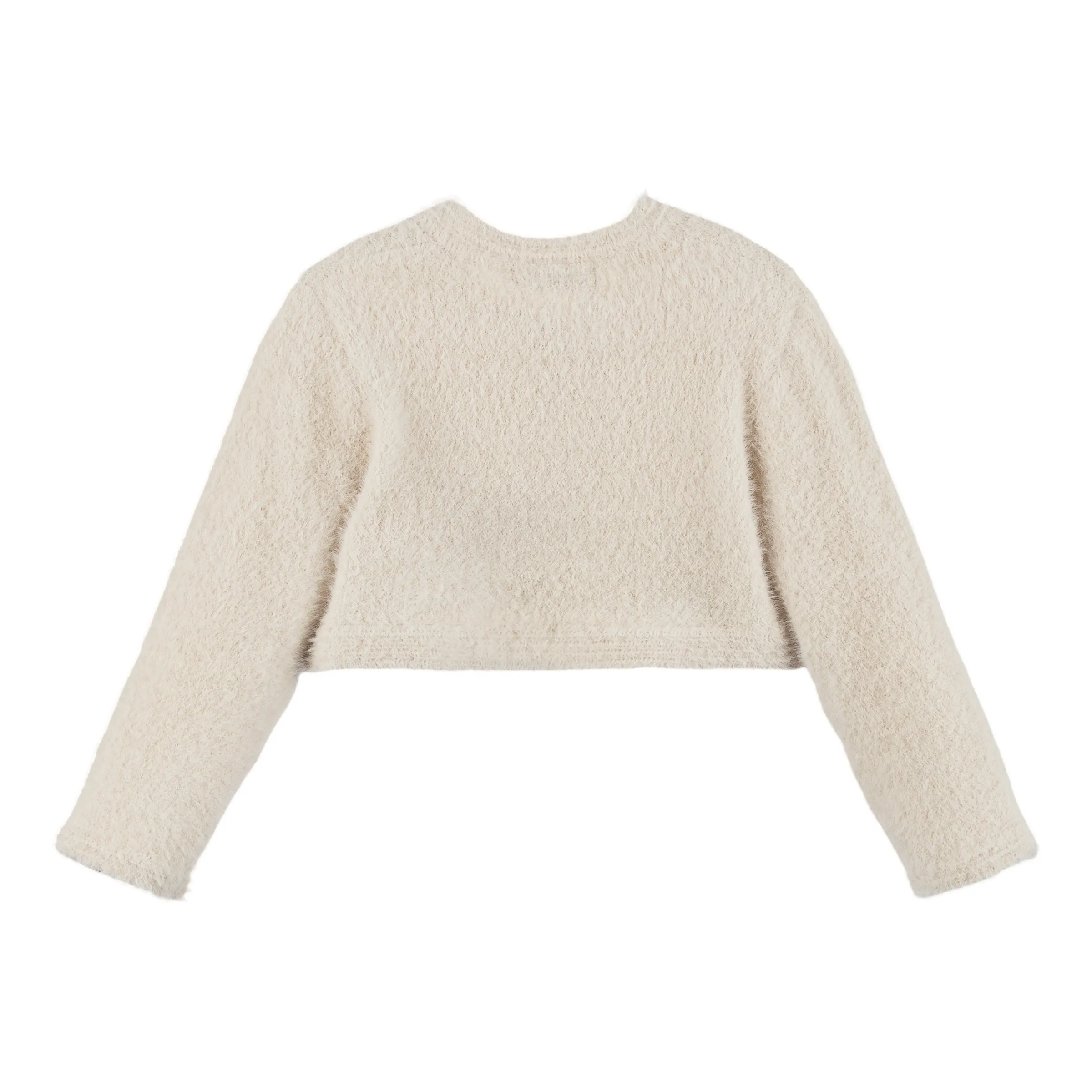 Beige Knit Crop Cardigan