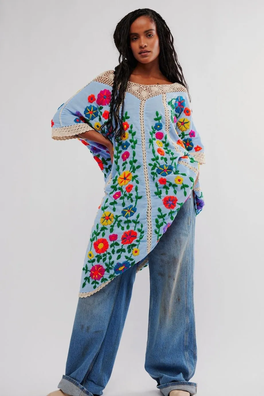 BELLA FLORA EMBROIDERED KAFTAN X FREE PEOPLE