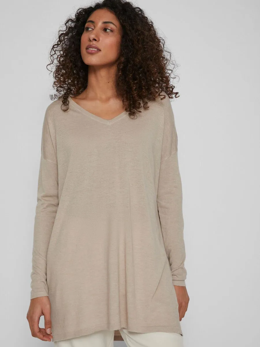 Natural Mélange Bella V-Neck Top – Stylish, Versatile Womens Fashion Shirt
