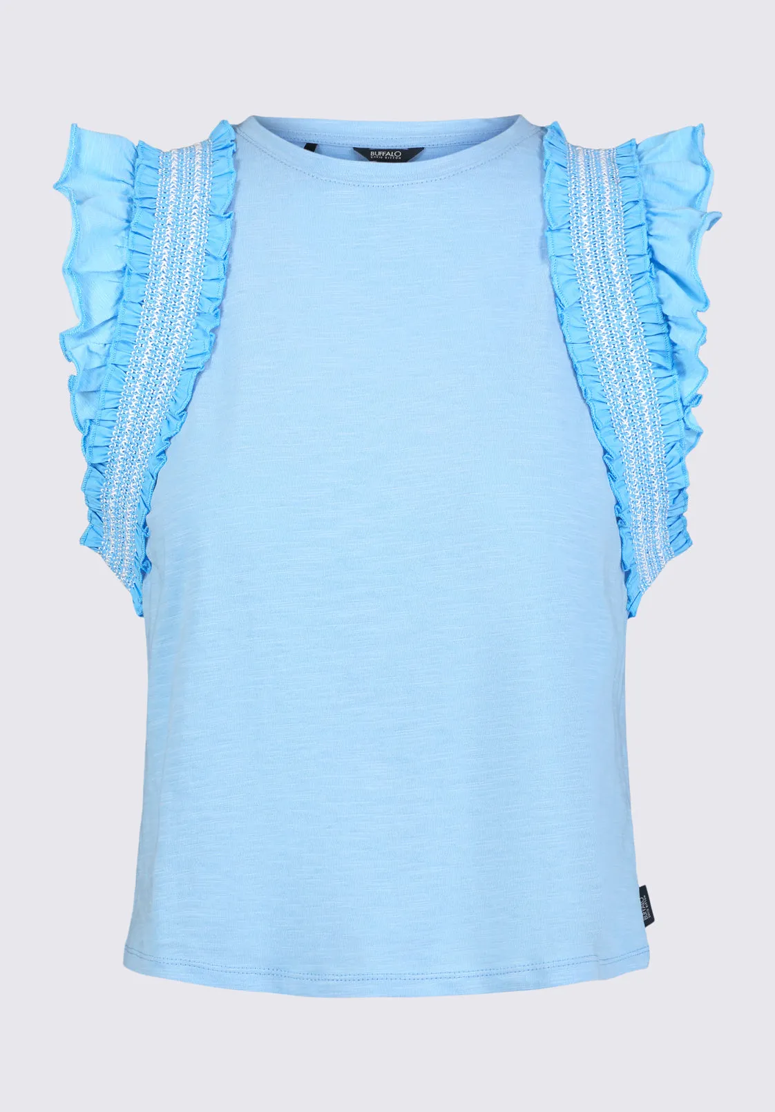 Betina Women's Ruffled Cropped Tank Top, Blue - KT0143S