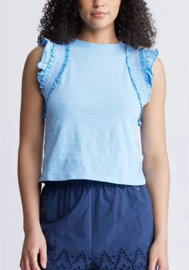 Betina Women's Ruffled Cropped Tank Top, Blue - KT0143S