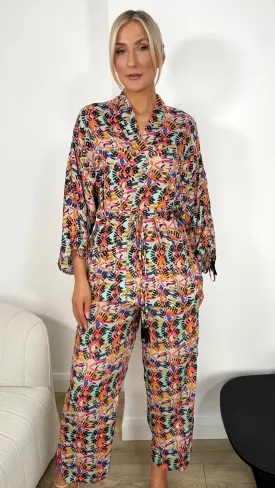 Bianca Kimono and Wide Leg Trousers Printed Set