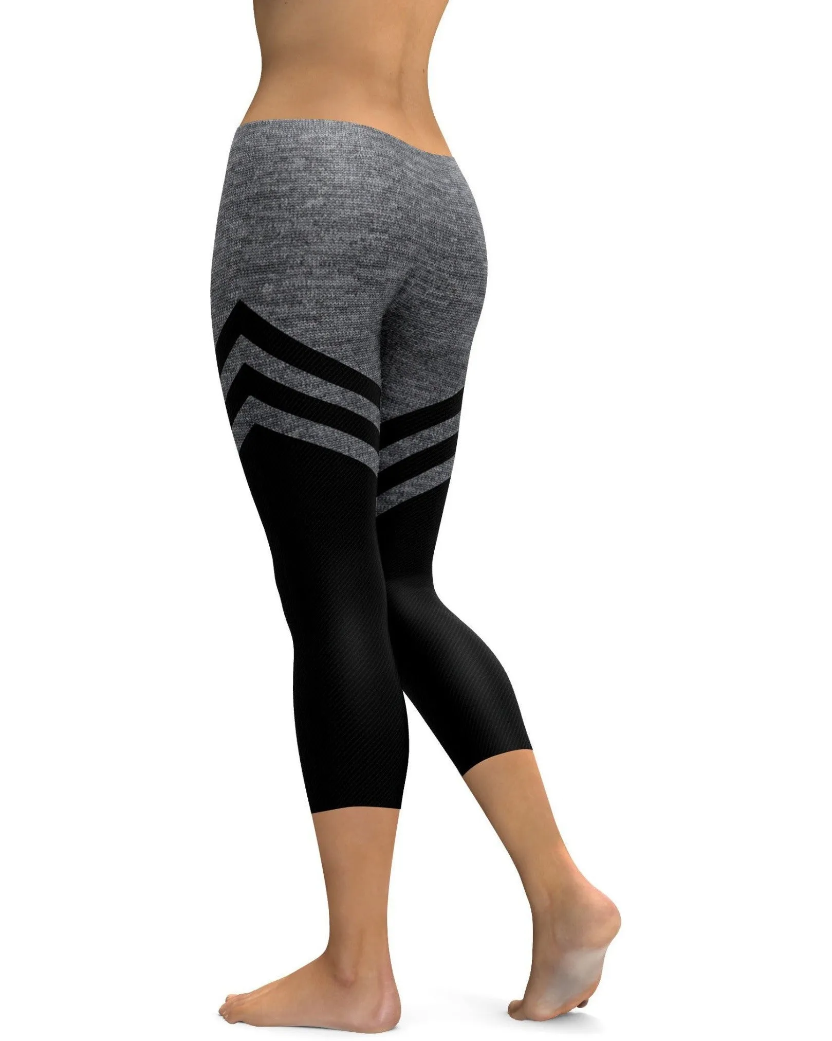 Black & Faux Heathered Stocking Capris
