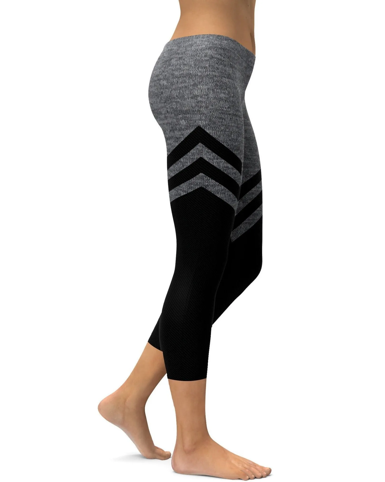 Black & Faux Heathered Stocking Capris