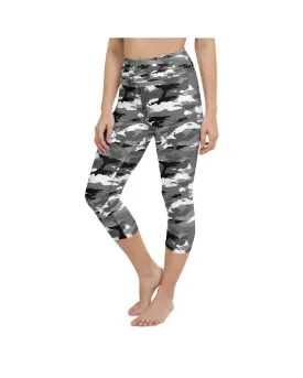 Black & White Camo Yoga Capris