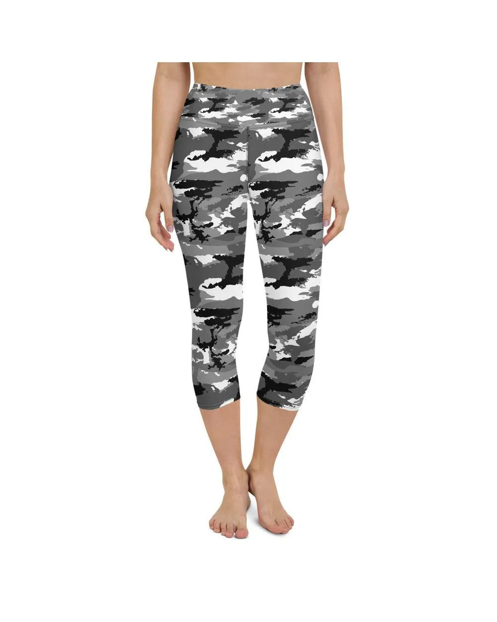 Black & White Camo Yoga Capris