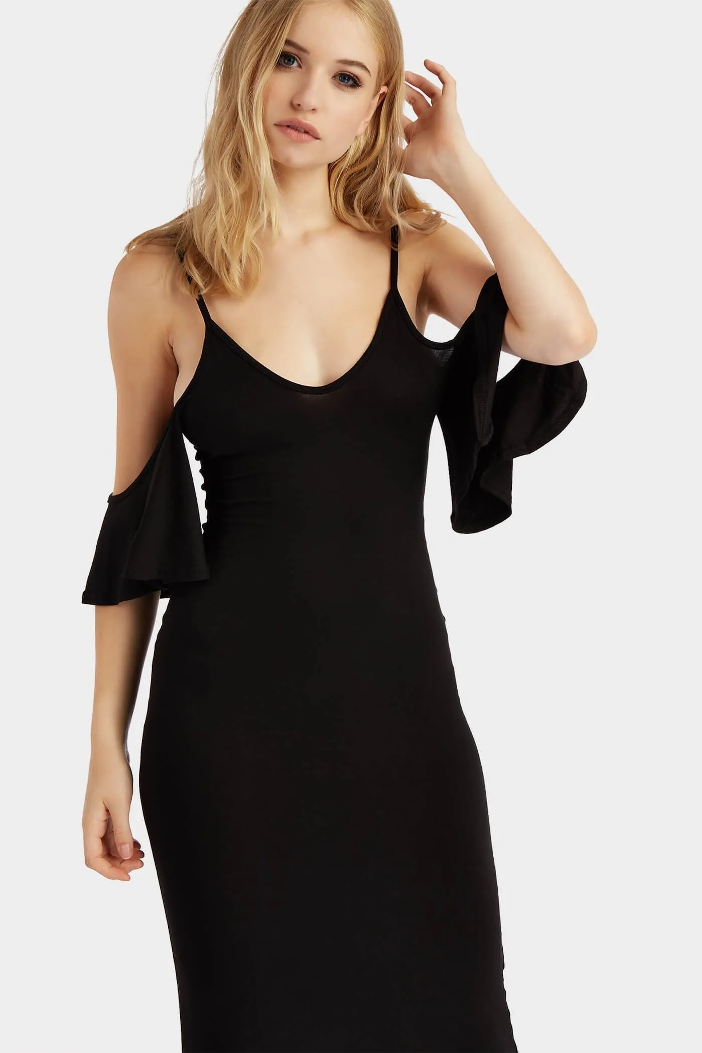 Black Cold Shoulder Maxi Dress
