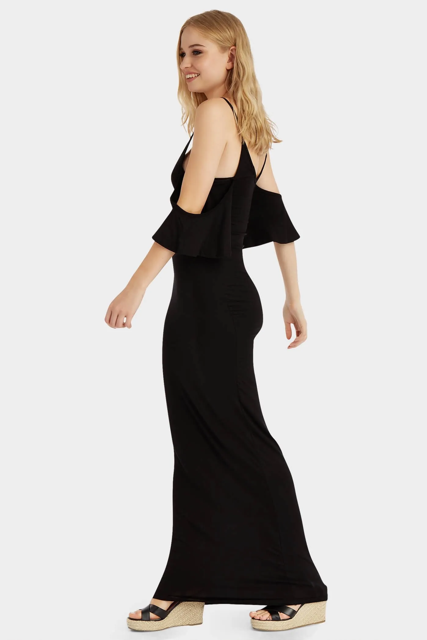 Black Cold Shoulder Maxi Dress