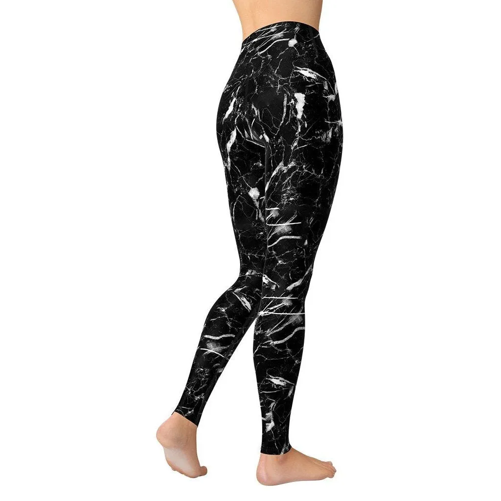 Black Marble Yoga Leggings
